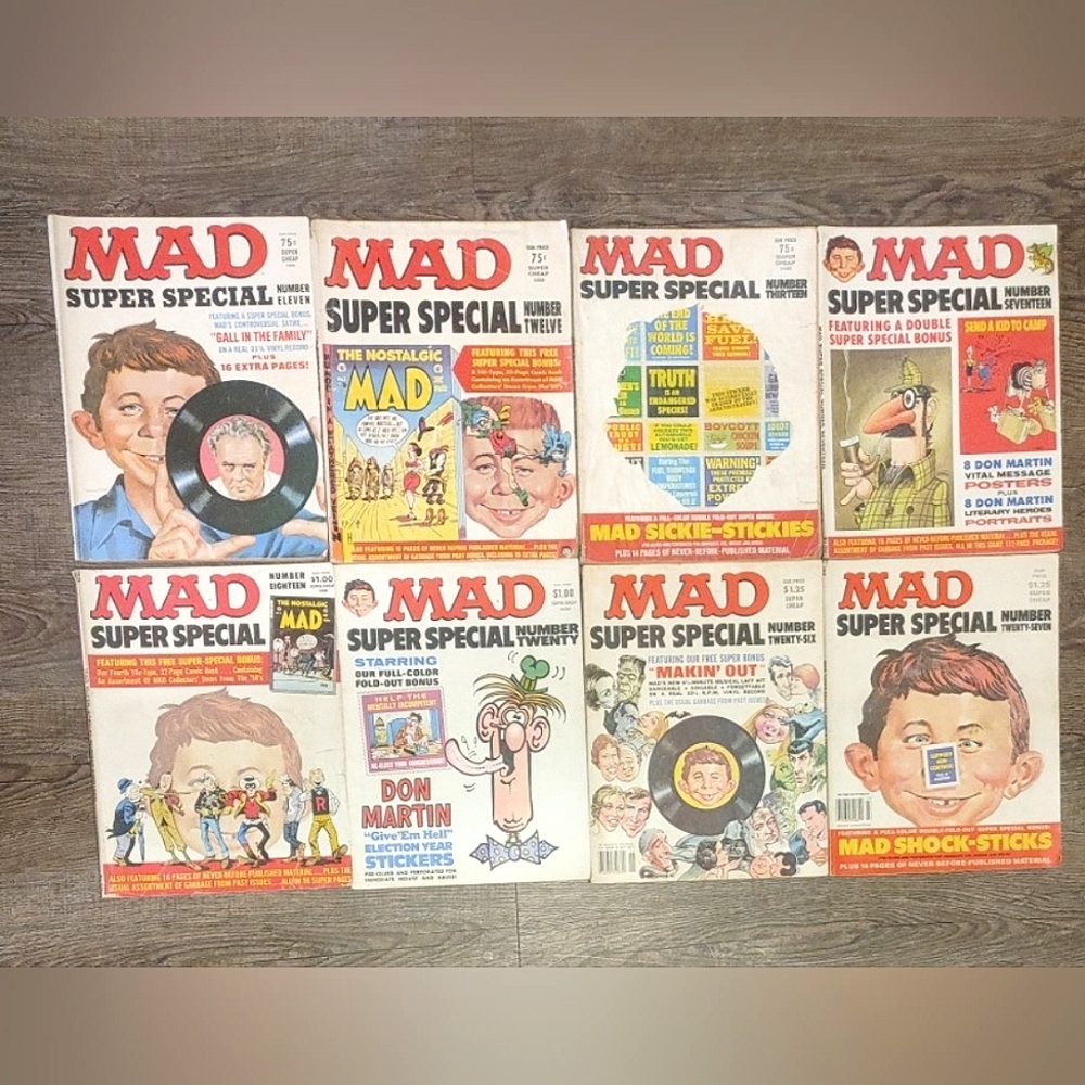 MAD MAGAZINE SUPER SPECIAL LOT OF 8 Good Condition Vintage 1970's Paperback